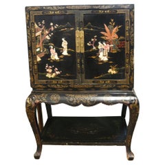 Chinese Lacquer Cocktail Cabinet Chinoiserie 1910