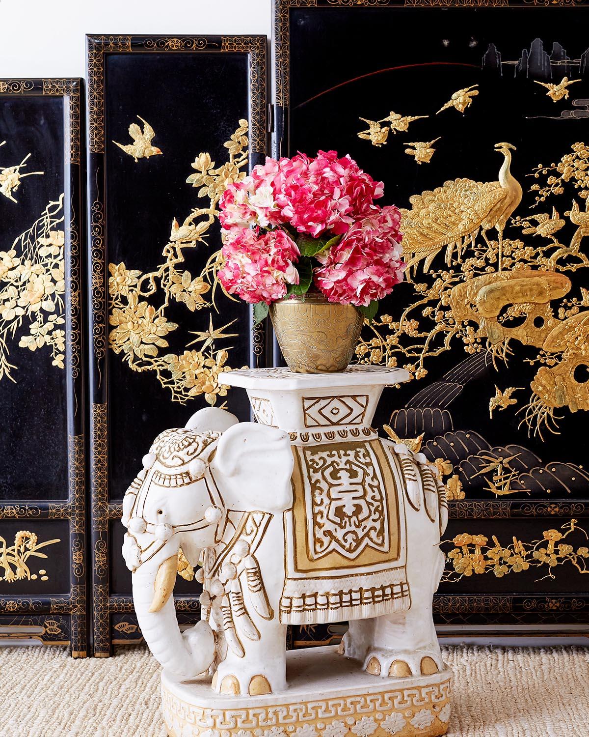 20th Century Chinese Lacquer Gilt Five Panel Peacock Screen