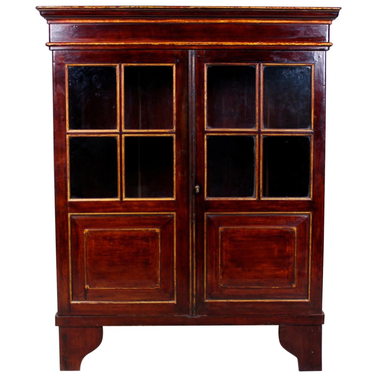 Chinese Lacquer Glazed Bookcase Display Cabinet Oriental For Sale