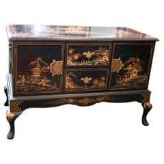 Chinese Lacquer Sideboard Chinoiserie Cabinet 1920