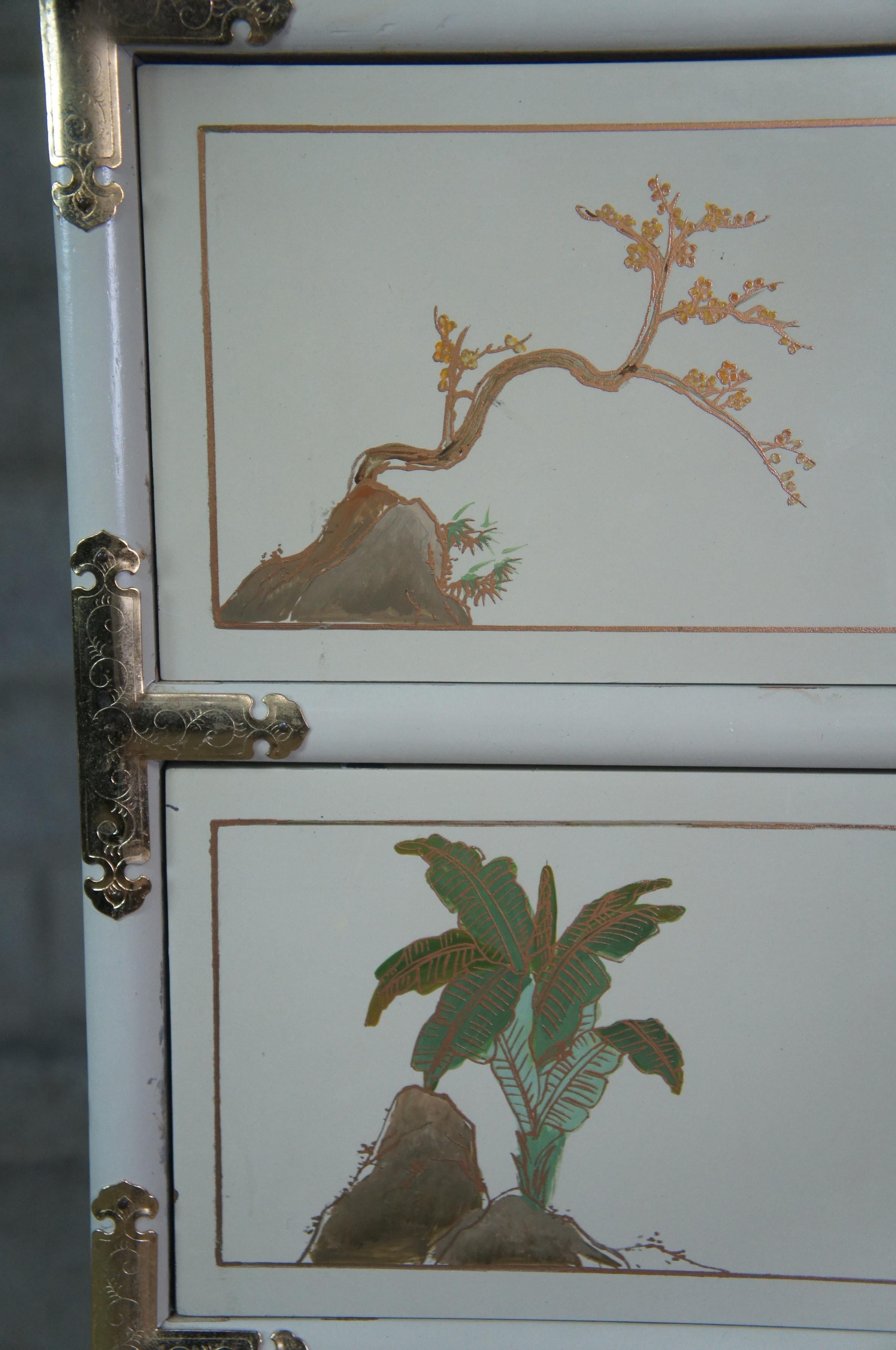 Chinese Lacquer Tansu Semanier Lingerie Jewelry Armoire Chest Dresser Chinoiseri In Good Condition In Dayton, OH