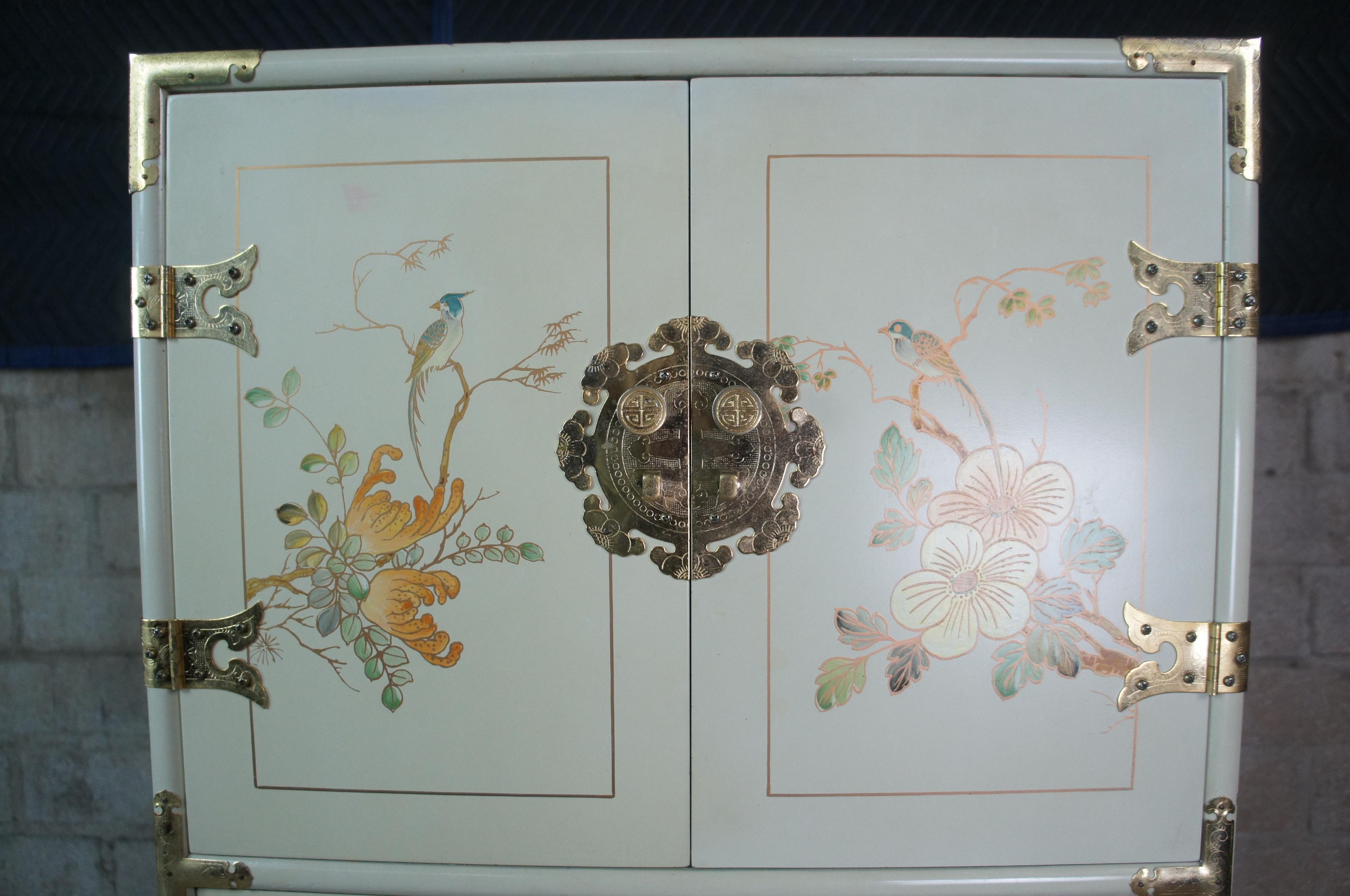 20th Century Chinese Lacquer Tansu Semanier Lingerie Jewelry Armoire Chest Dresser Chinoiseri
