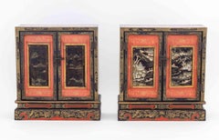 Chinese Lacquer Temple Cabinets, Pair