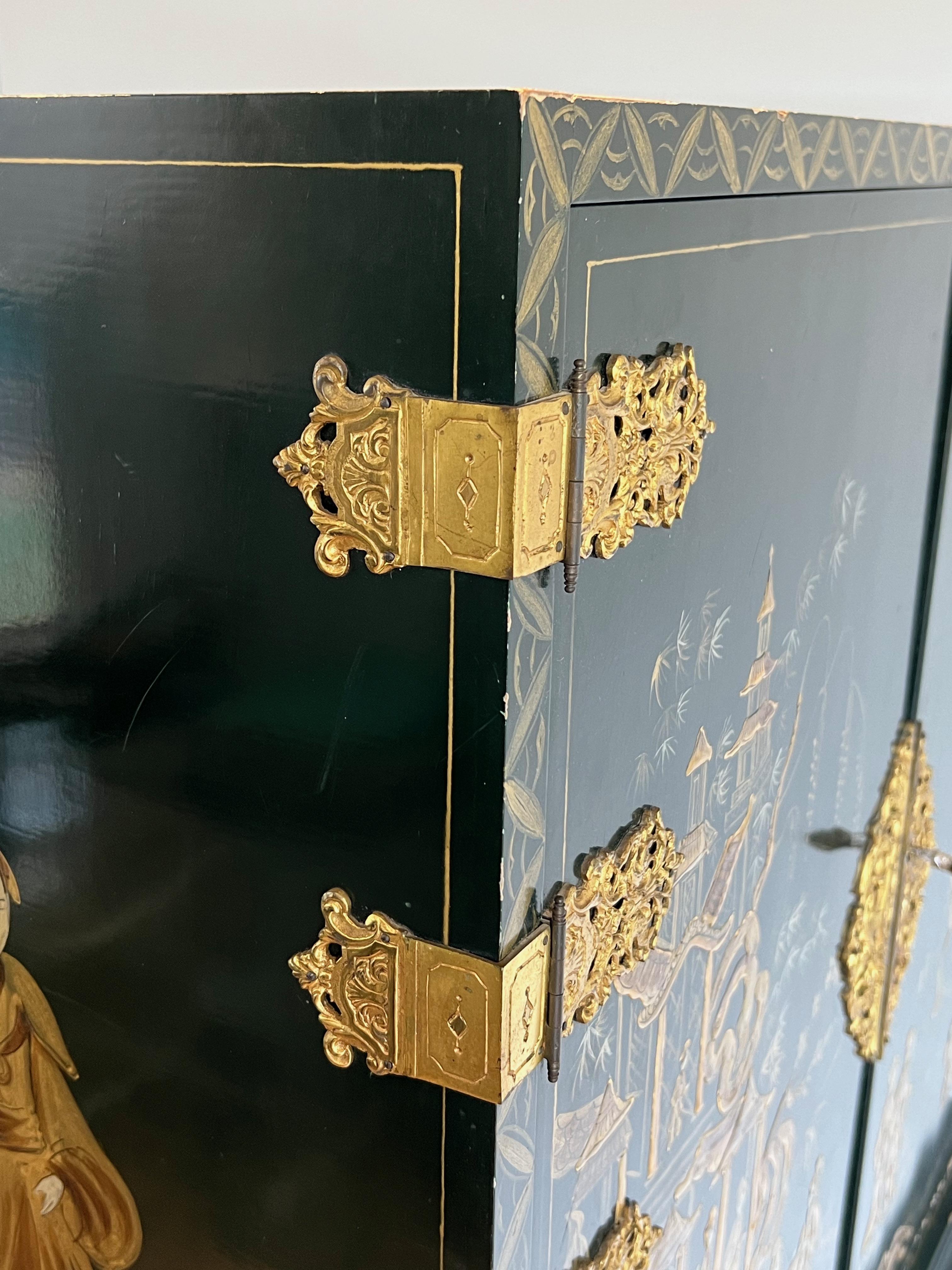 Chinese Lacquered and Gilt Cabinet For Sale 9