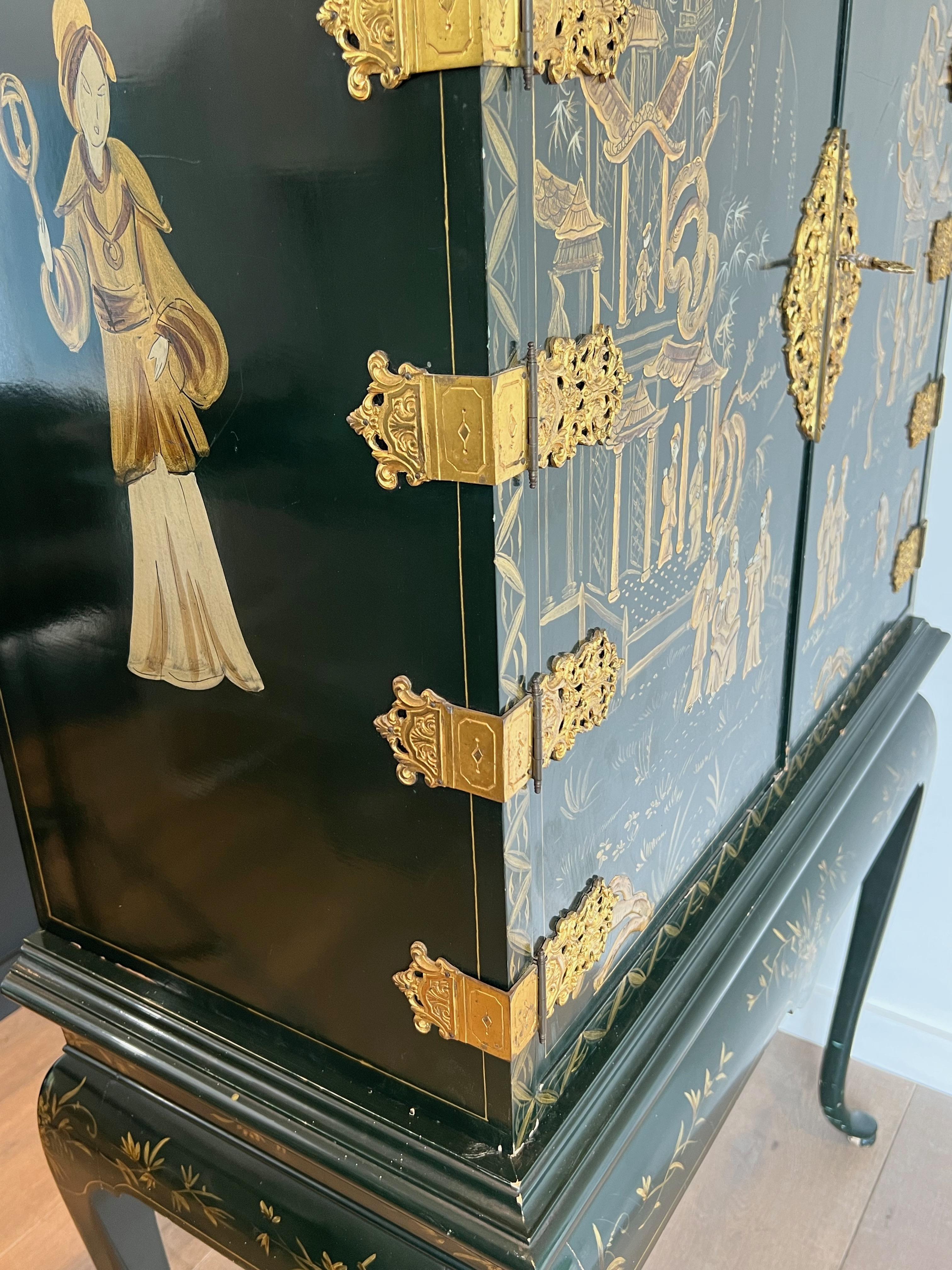Chinese Lacquered and Gilt Cabinet For Sale 10