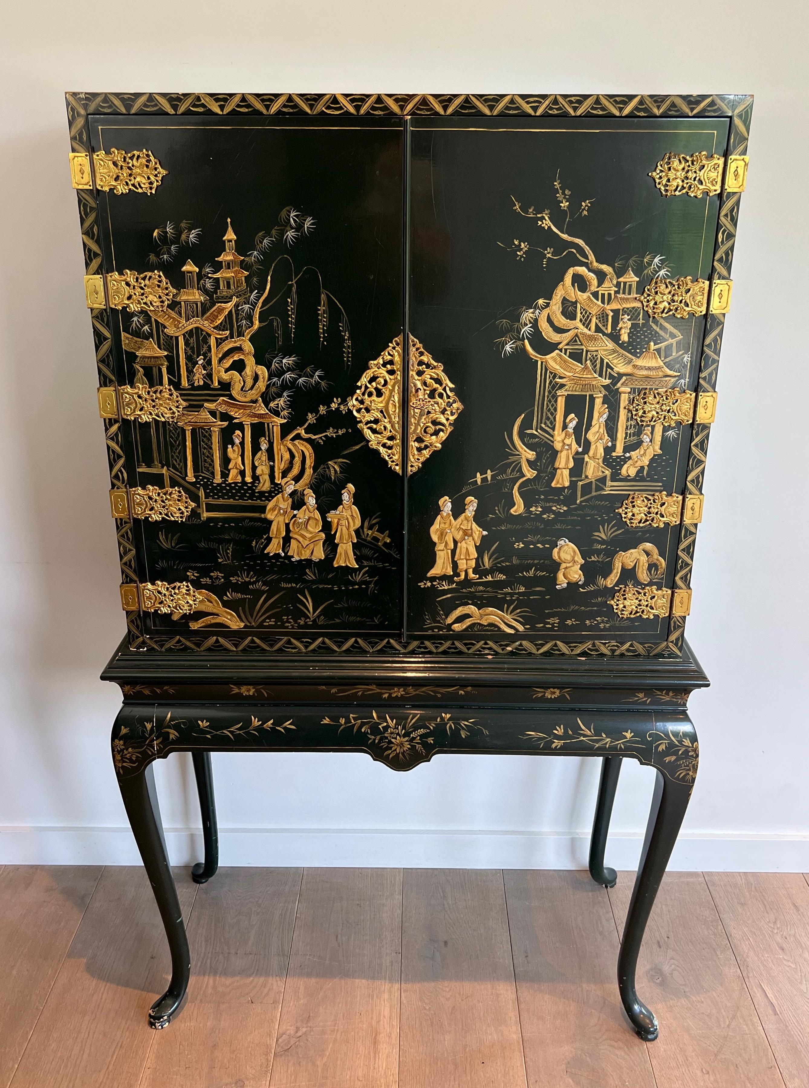 Chinese Lacquered and Gilt Cabinet For Sale 13
