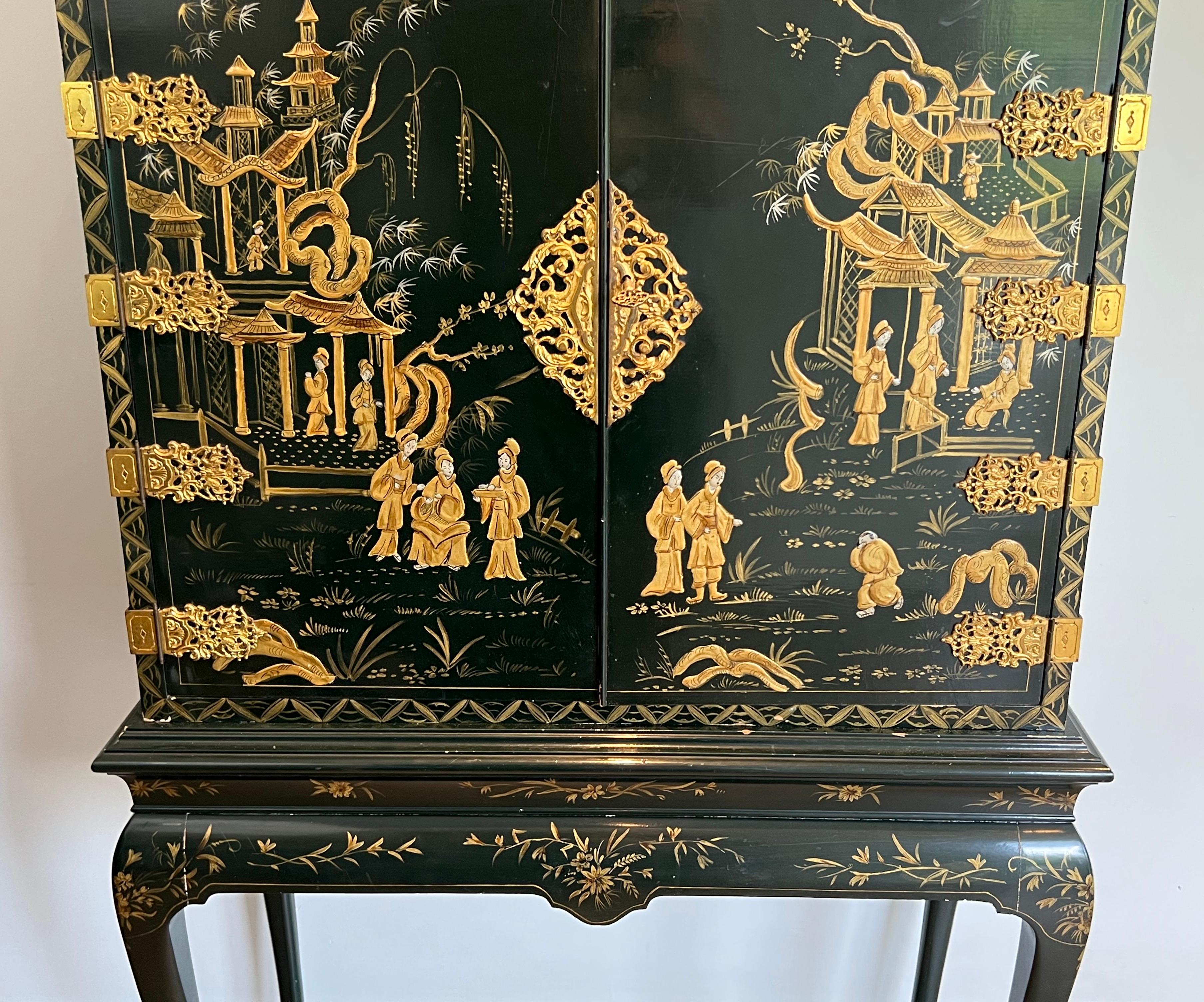Chinese Lacquered and Gilt Cabinet For Sale 1
