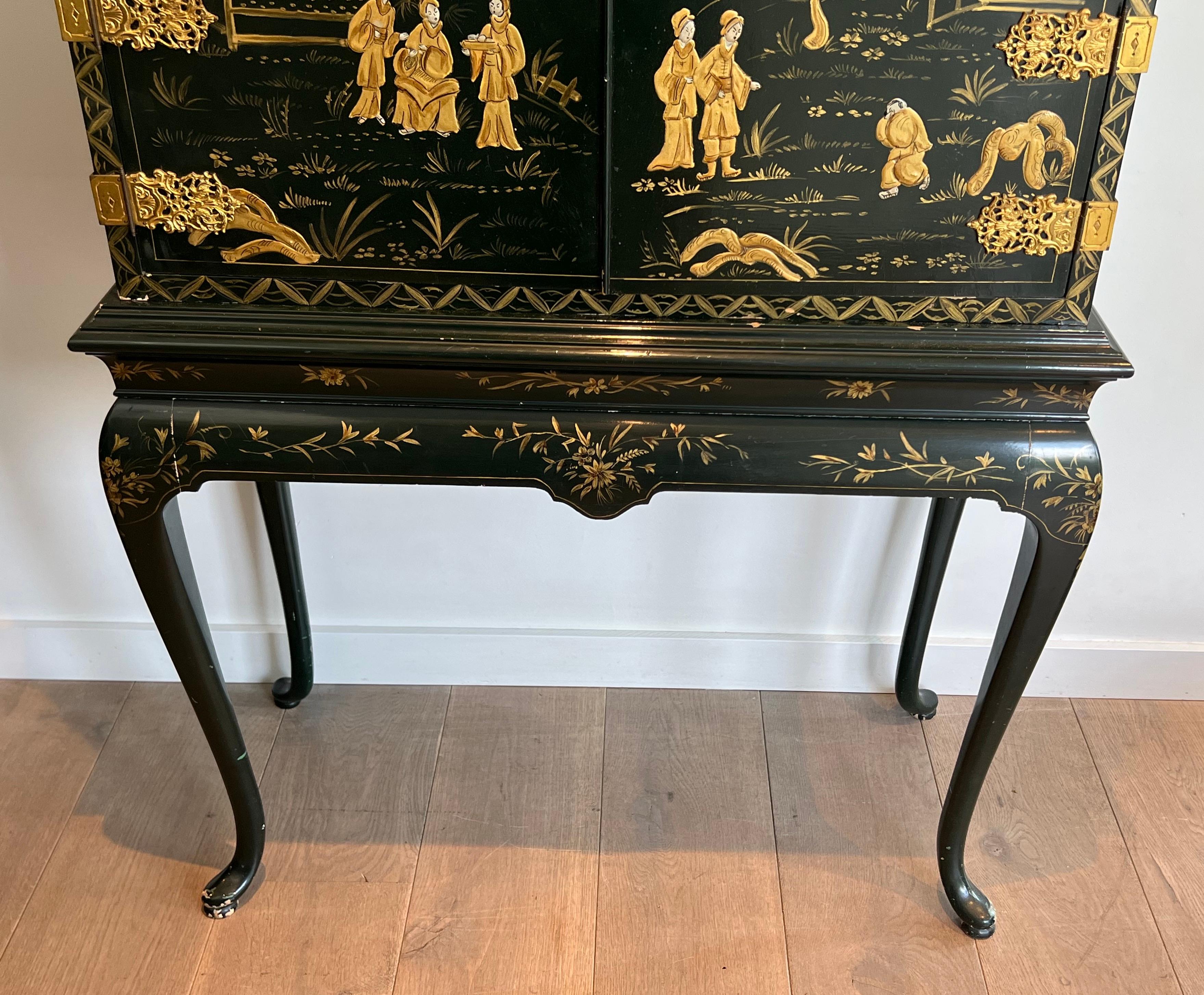 Chinese Lacquered and Gilt Cabinet For Sale 2