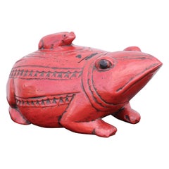 Chinese Lacquered Carved Wood Frog Box