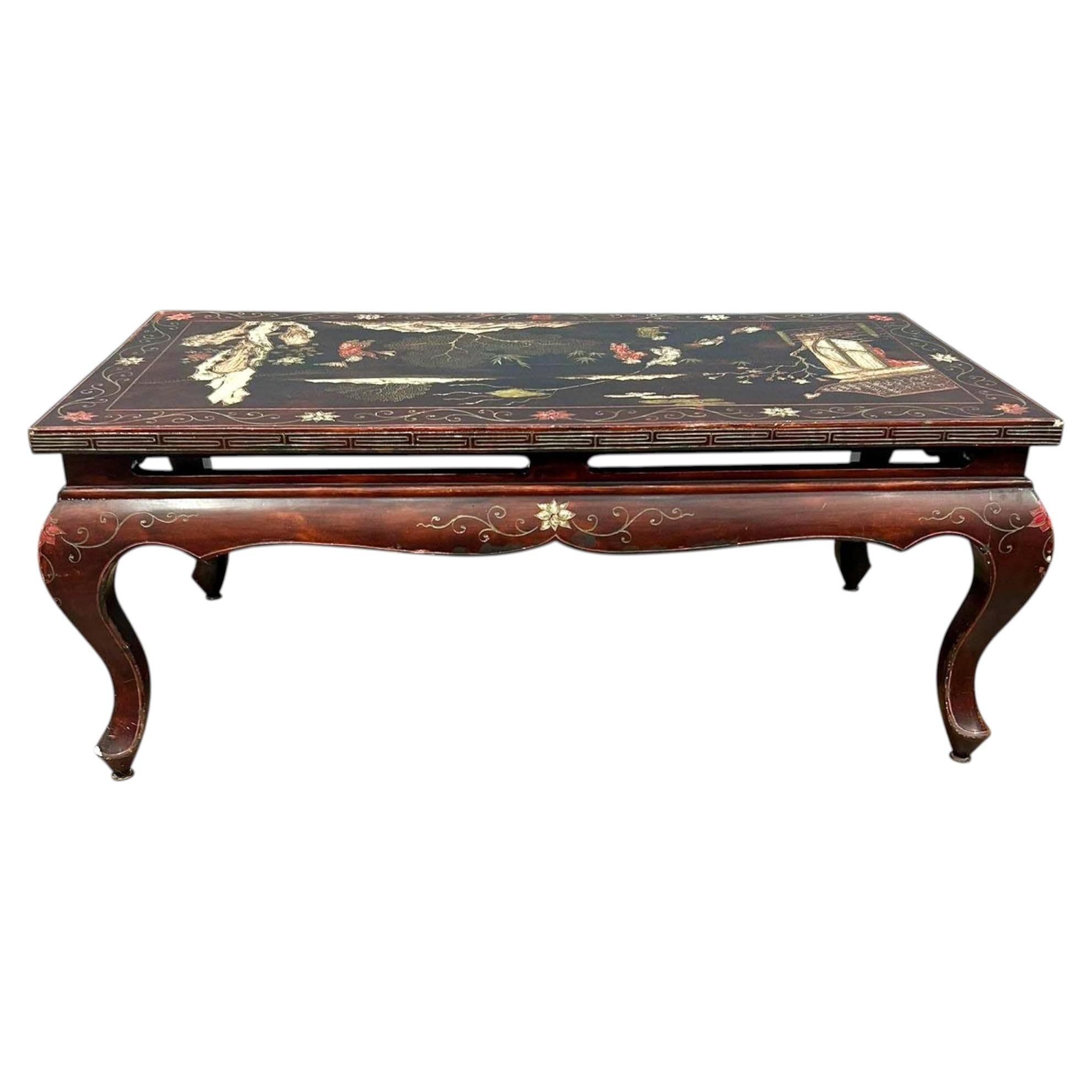 Chinese Lacquered Coffee Table Chinoiserie