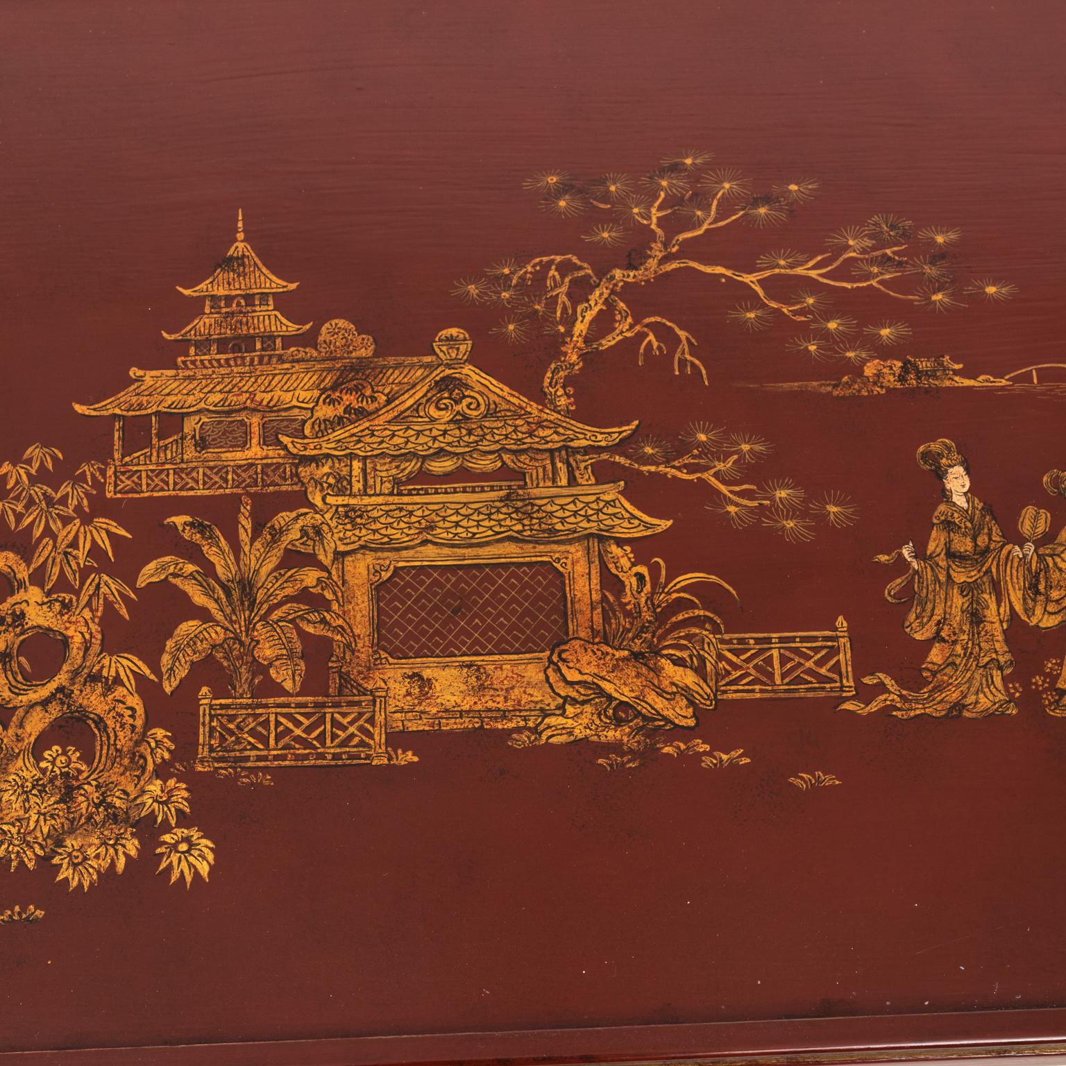 Wood Chinese Lacquered Coffee Table For Sale