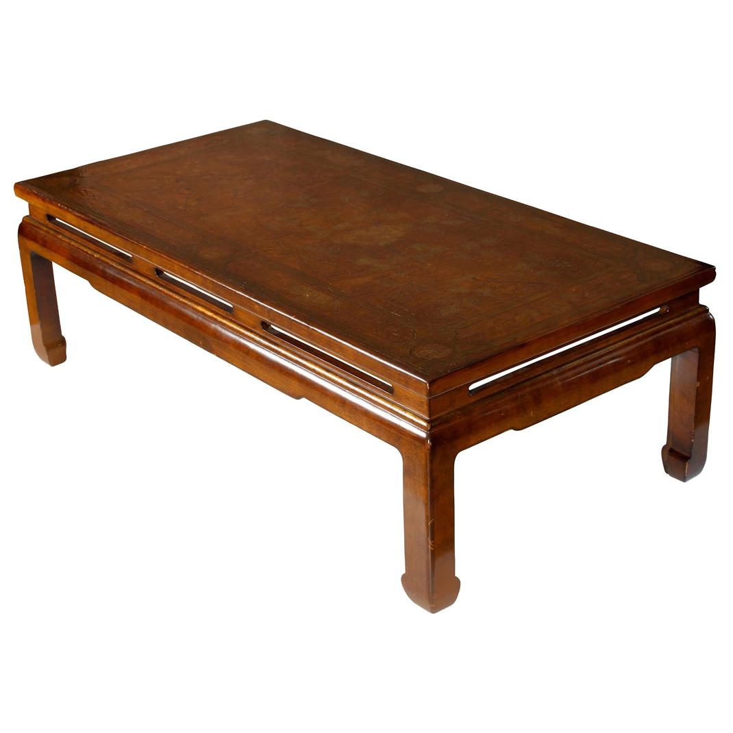 Chinese Lacquered Coffee Table in Caramel