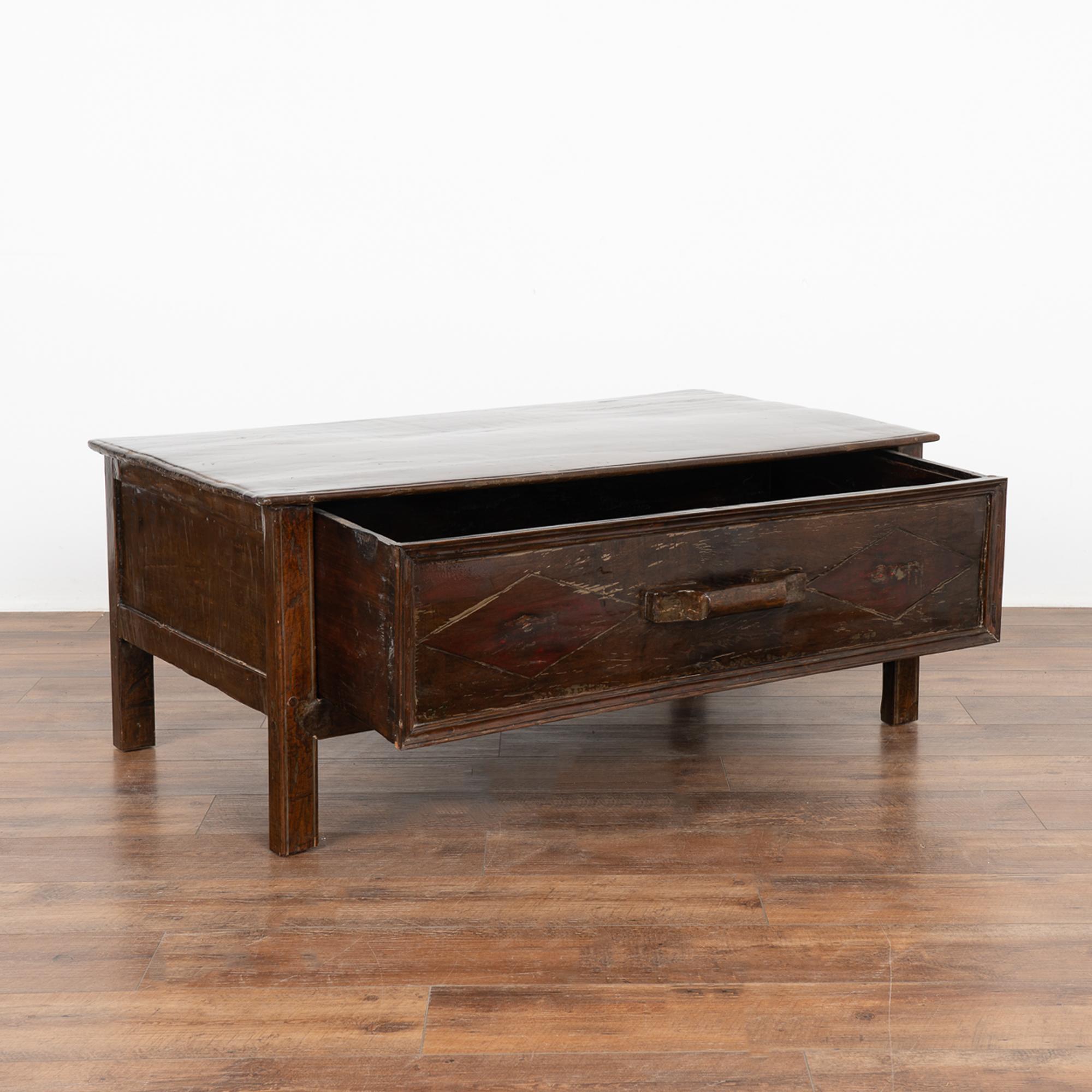 Chinese Export Chinese Lacquered Coffee Table With Large Drawer, circa 1900
