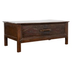 Antique Chinese Lacquered Coffee Table With Large Drawer, circa 1900