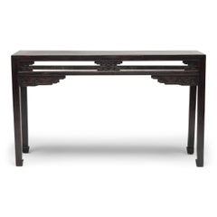 Chinese Lacquered Console Table with Scroll Spandrels, c. 1900
