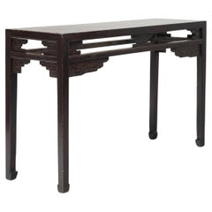 Chinese Lacquered Console Table with Scroll Spandrels, c. 1900