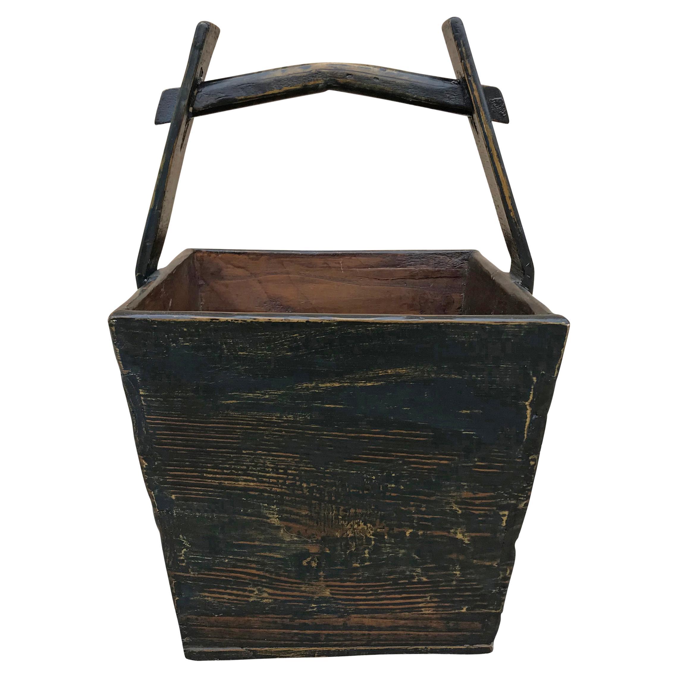 Chinese Lacquered Grain Bucket