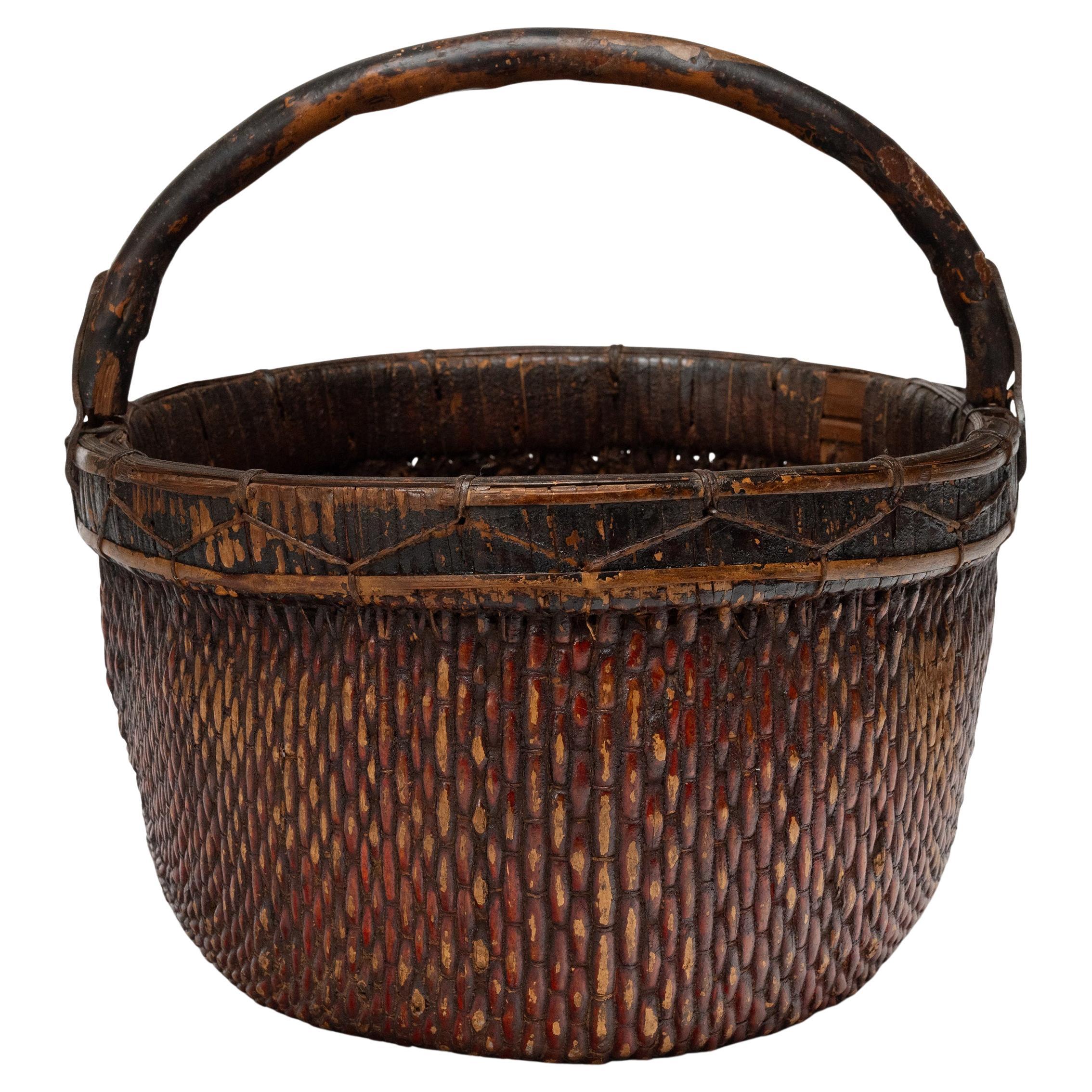 Cesto da raccolto cinese laccato, circa 1900