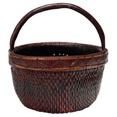Cesta de cosecha china lacada, hacia 1900