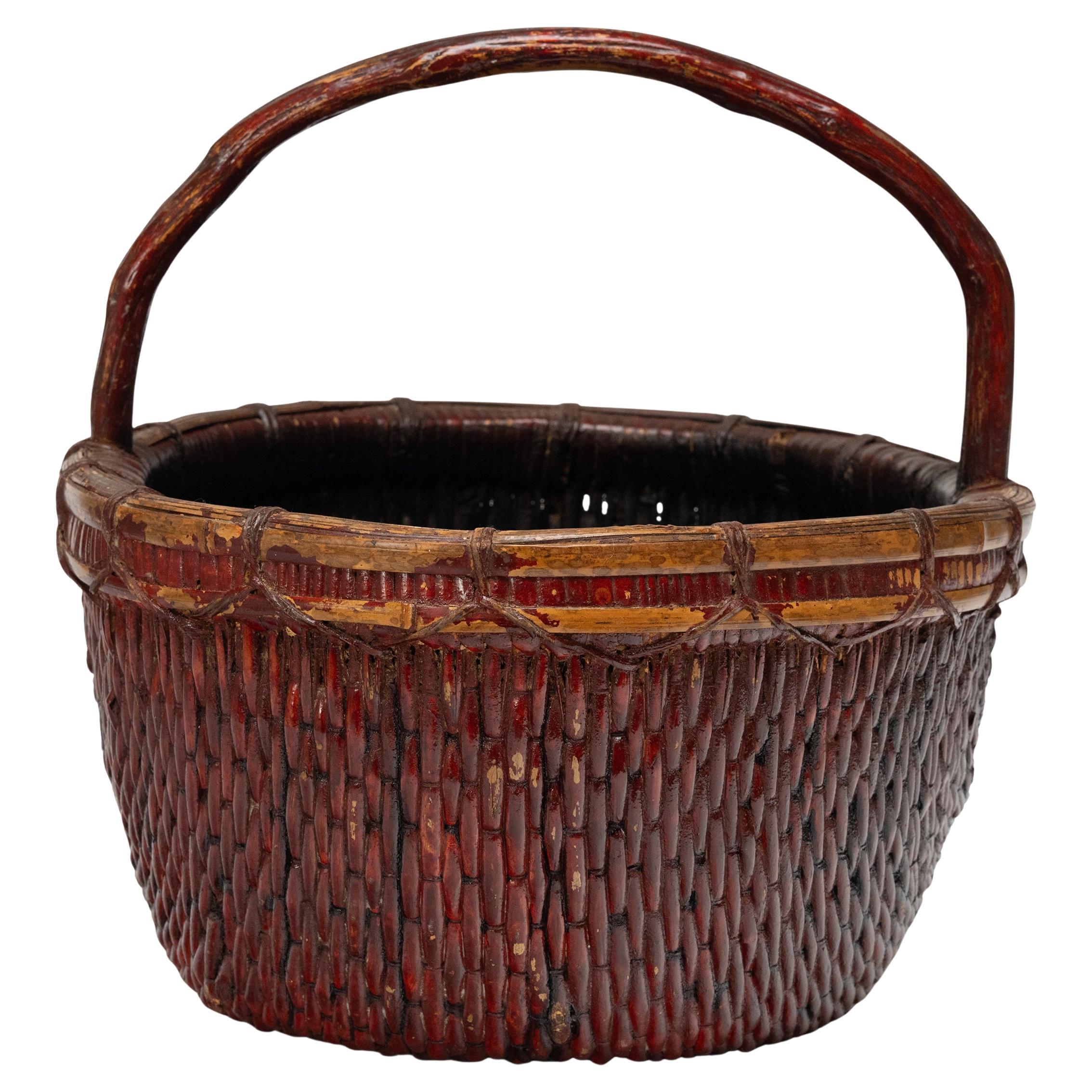 Panier de récolte chinois laqué, vers 1900 en vente