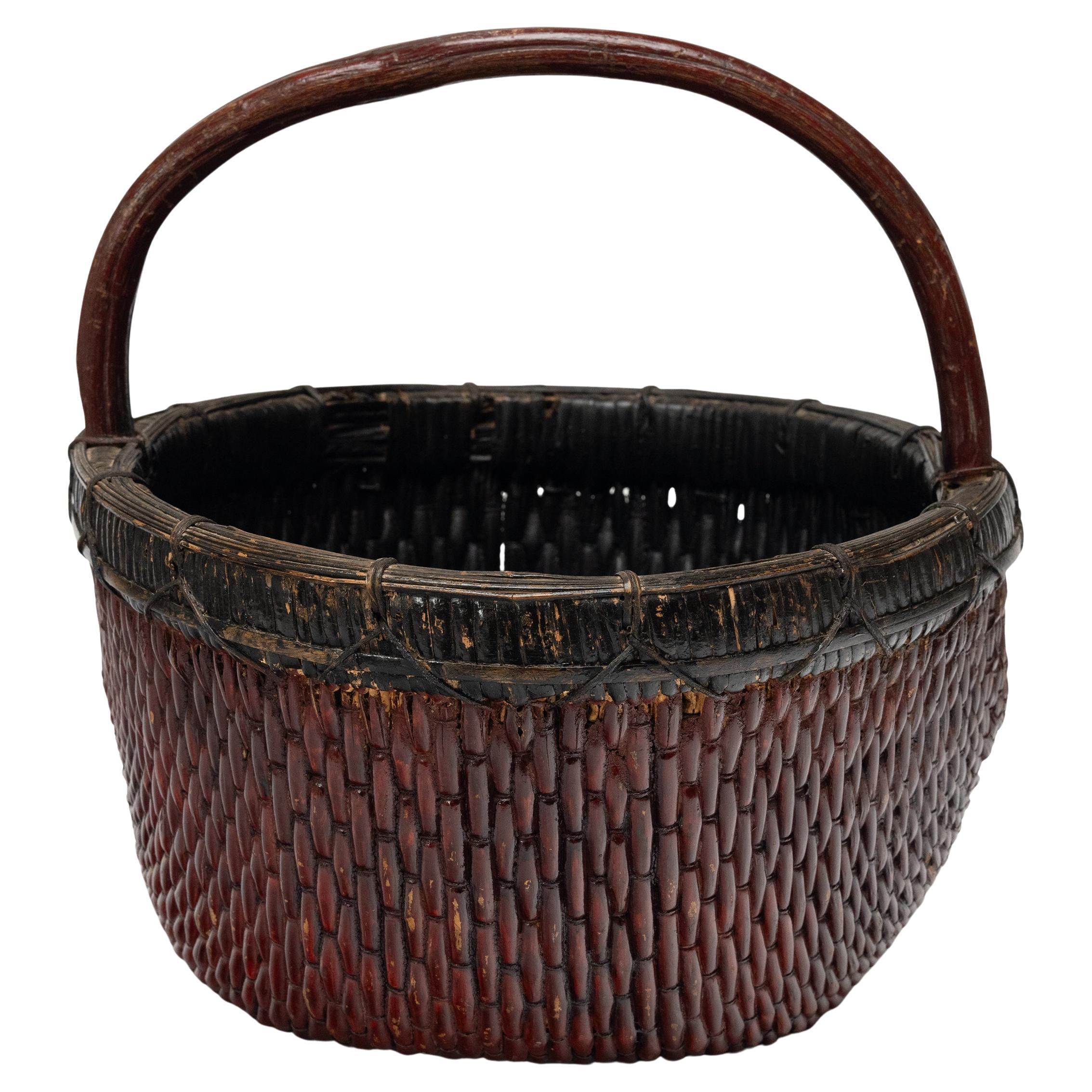 Cesto da raccolto cinese laccato, circa 1900
