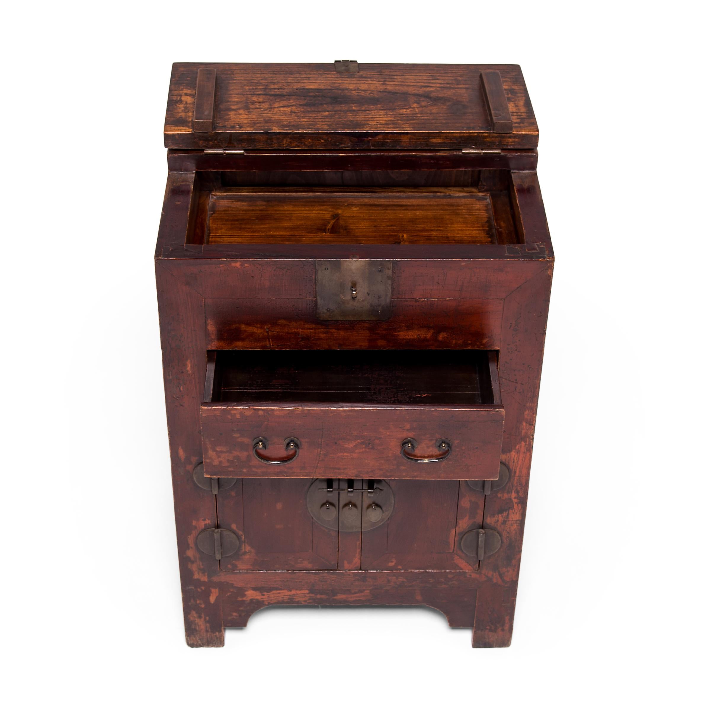 Elm Chinese Lacquered Money Chest, circa 1850 For Sale