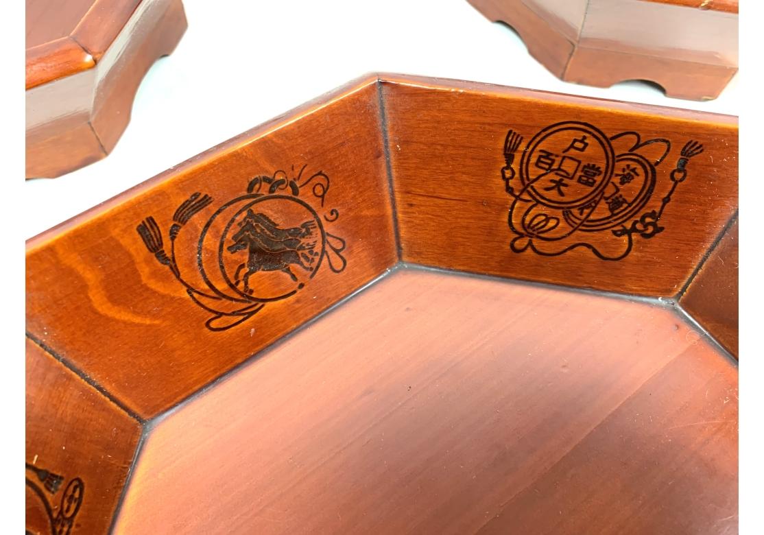 Chinese Lacquered Octagonal Nesting Bowls For Sale 7