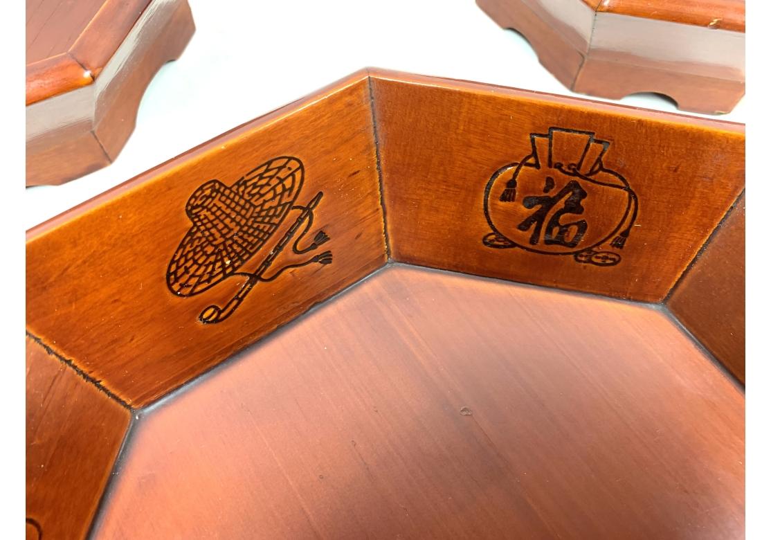 Chinese Lacquered Octagonal Nesting Bowls For Sale 8