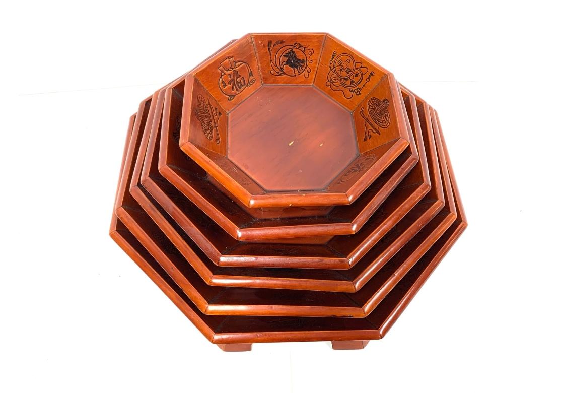 Ming Chinese Lacquered Octagonal Nesting Bowls For Sale