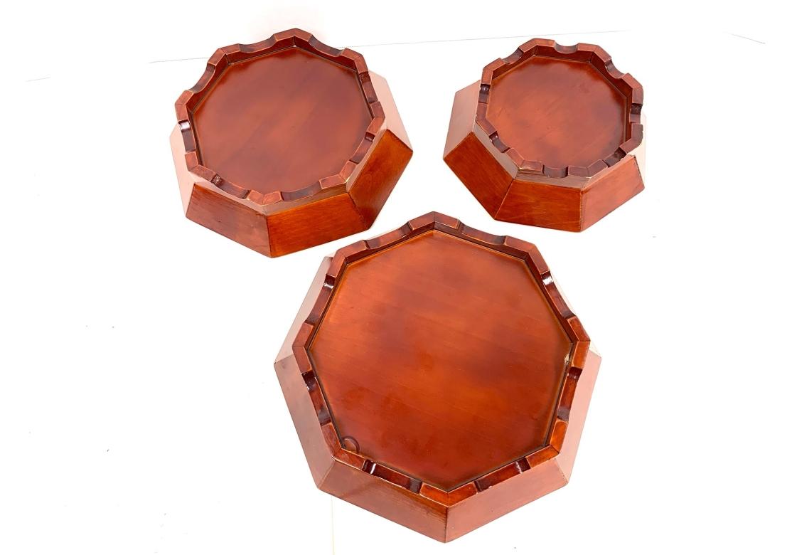 Chinese Lacquered Octagonal Nesting Bowls In Fair Condition For Sale In Bridgeport, CT