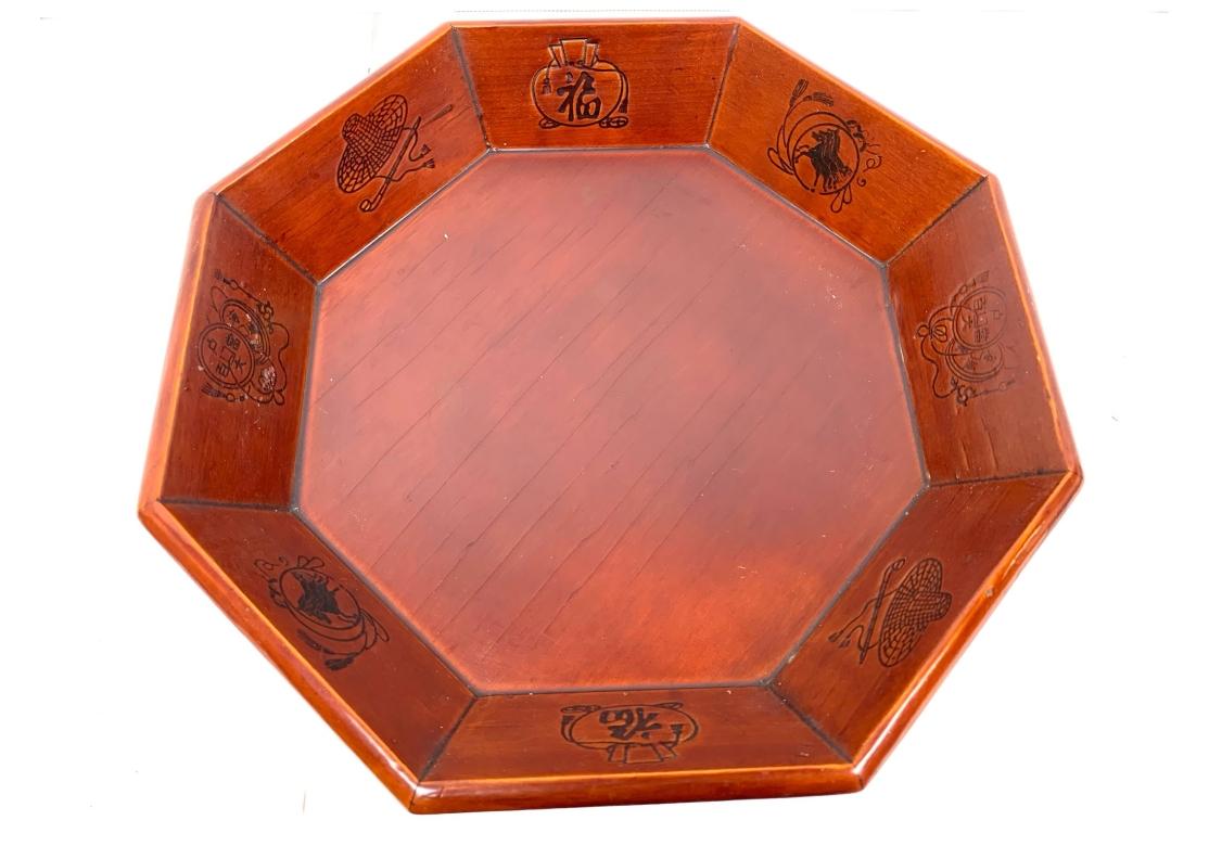 Wood Chinese Lacquered Octagonal Nesting Bowls For Sale