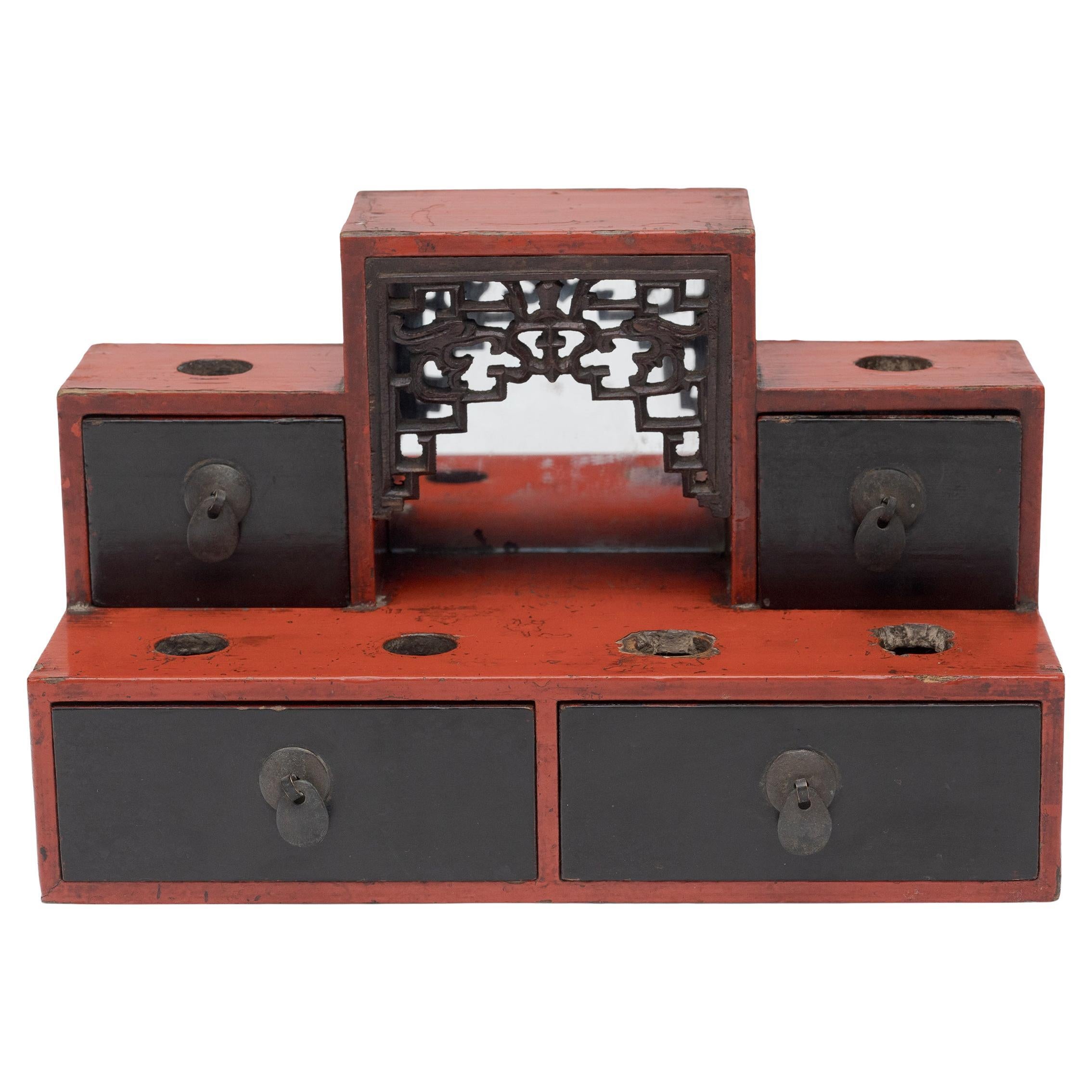Stand chinois laqué pour le bol de la pipe à opium, C.C. 1900