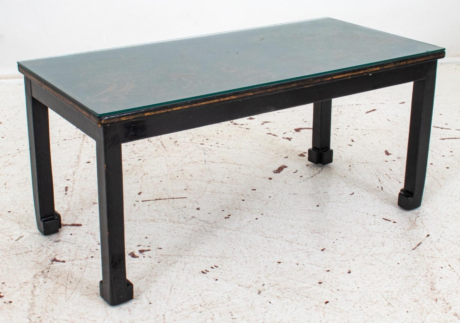Chinoiserie Chinese Lacquered Panel Coffee Table
