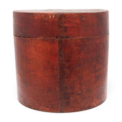 Chinese Lacquered Round Hat Box, C. 1850