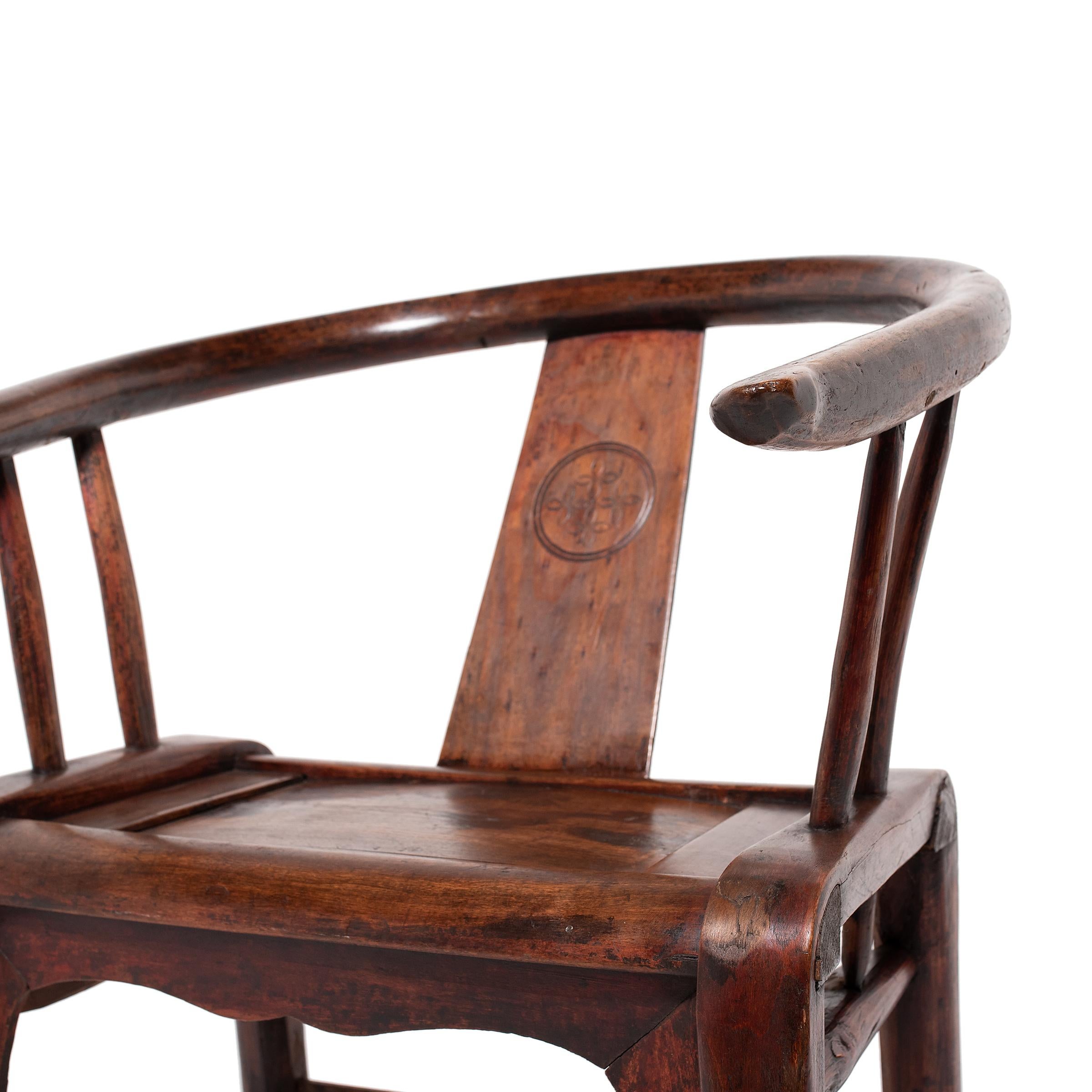 19th Century Chinese Lacquered Roundback Chair, c. 1850 For Sale