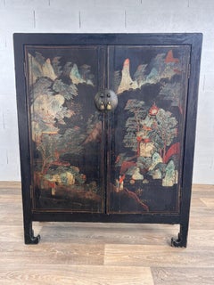 Chinese Lacquered Sideboard With Two Doors, Late 19th Century