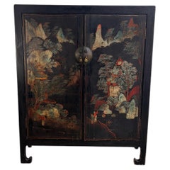 Chinese Lacquered Sideboard With Two Doors, Late 19th Century
