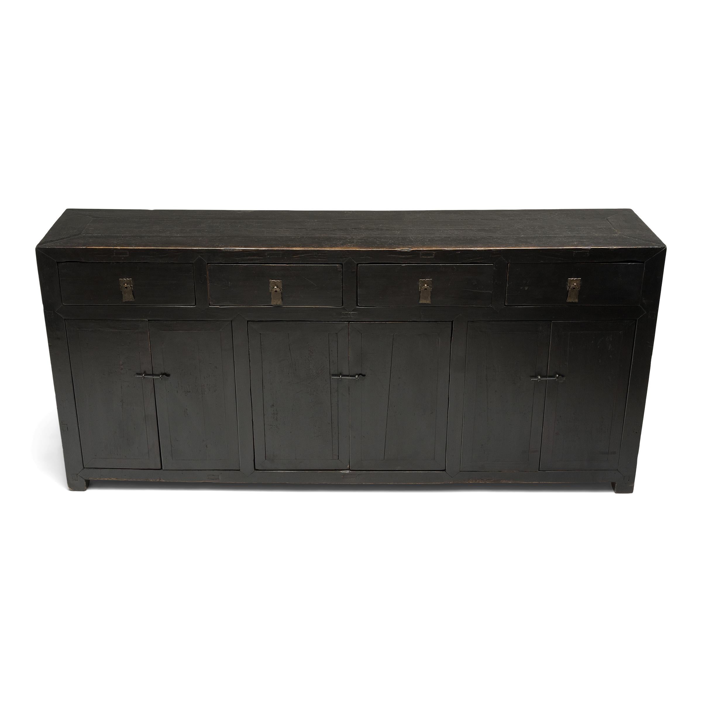 19th Century Chinese Lacquered Six Door Coffer, c. 1850 For Sale