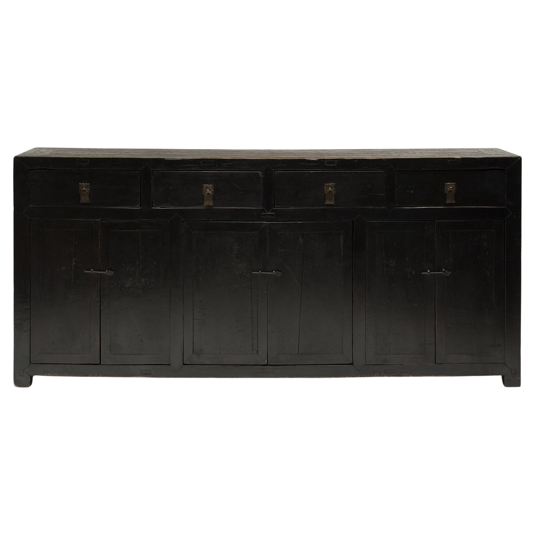 Chinese Lacquered Six Door Coffer, c. 1850 For Sale
