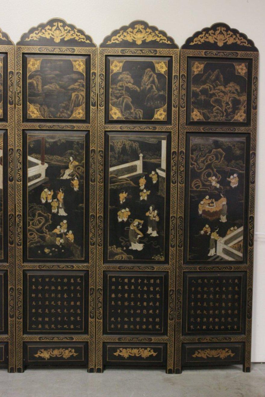 Chinesischer lackierter Raumteiler mit sechs Tafeln (20. Jahrhundert) im Angebot