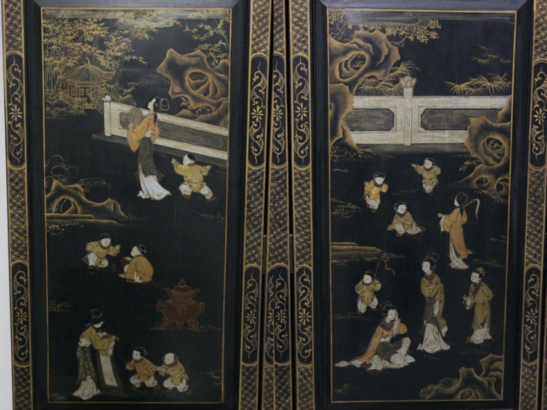 Chinese Lacquered Six Panel Screen For Sale 1