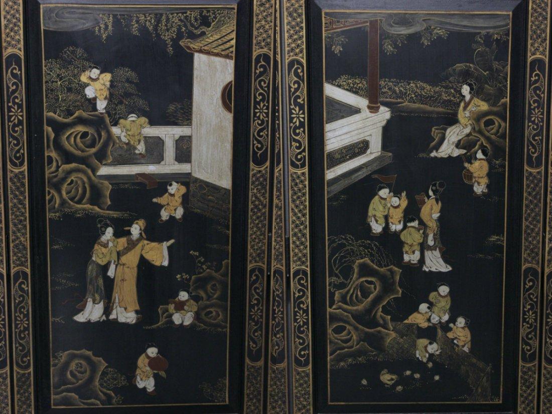 Chinese Lacquered Six Panel Screen For Sale 2