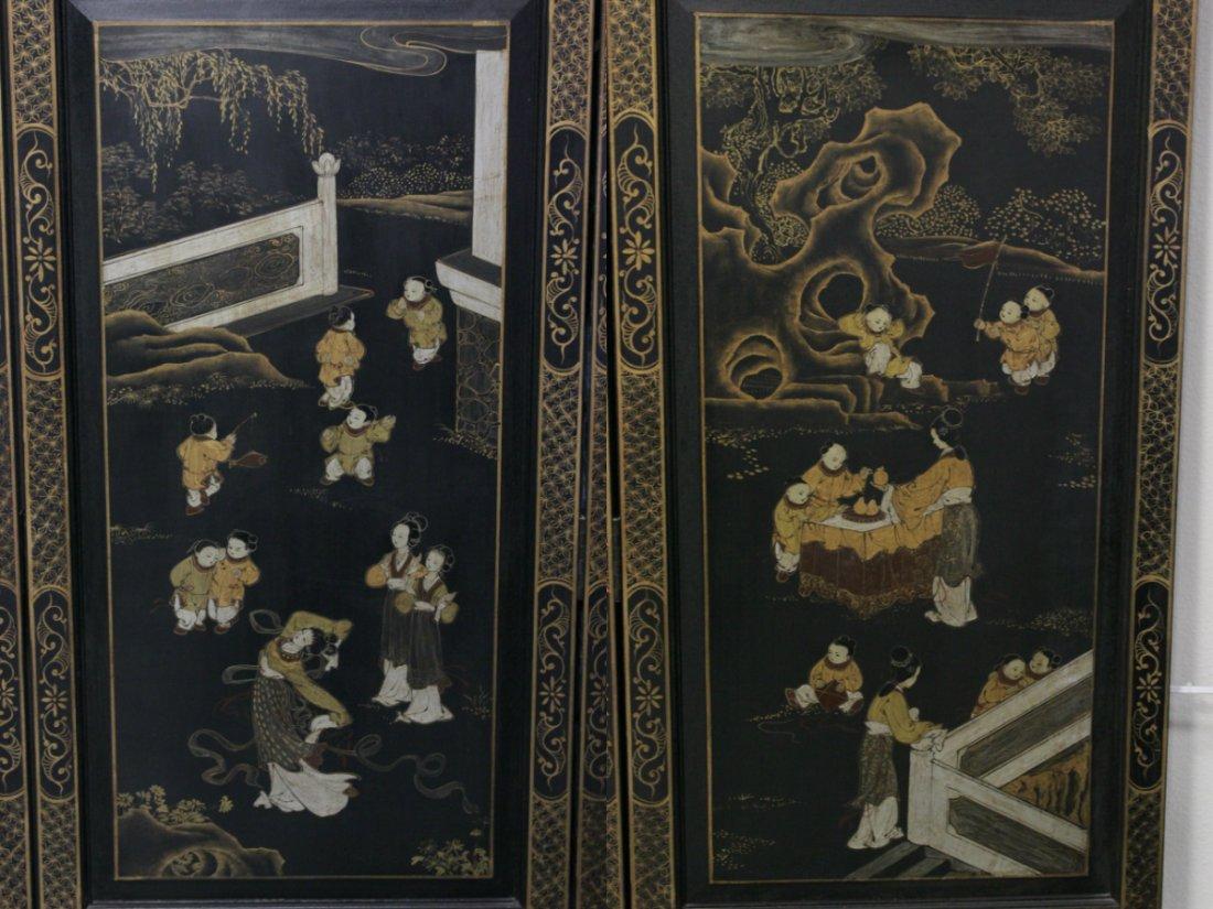 Chinese Lacquered Six Panel Screen For Sale 3