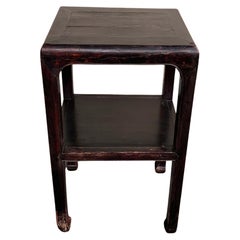 Vintage Chinese Lacquered Wooden Table with Curved Legs, c. 1950
