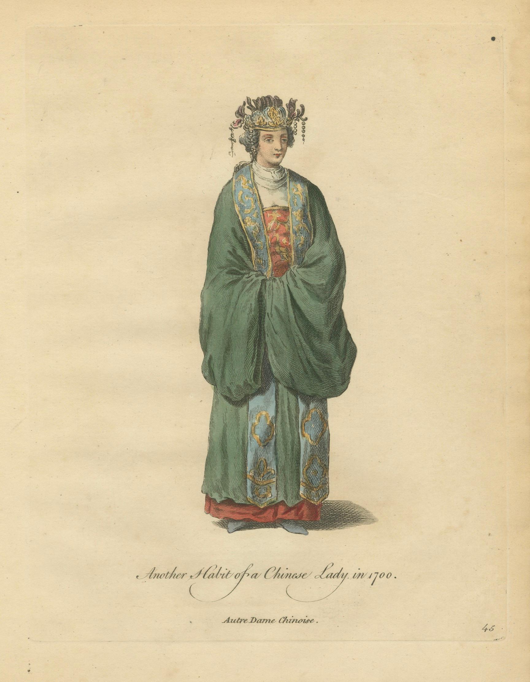 Chinese Lady in Traditional Dress, Antique Costume Print, Jefferys, 1749