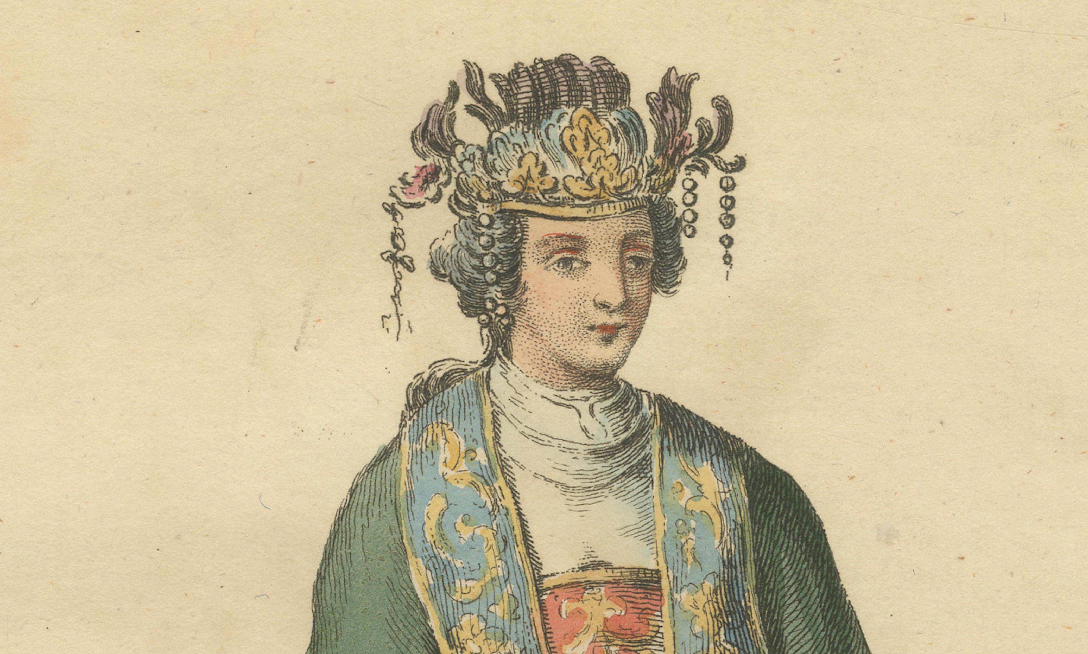 Chinese Lady in Traditional Dress, Antique Costume Print, Jefferys, 1749