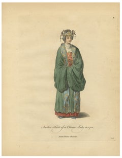 Chinese Lady in Traditional Dress, Antique Costume Print, Jefferys, 1749