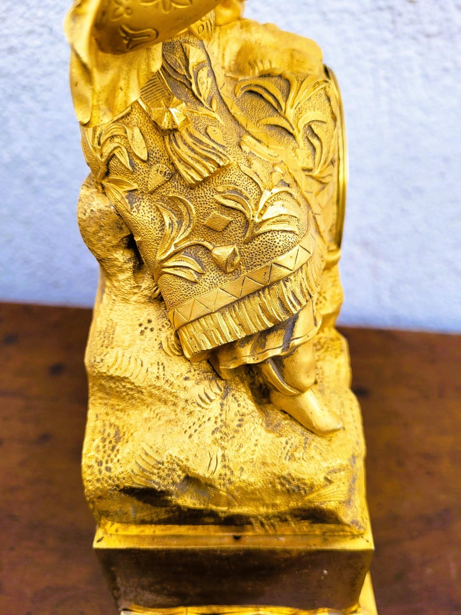 Chinese Lady with bird, ormulu Clock, 19th Century For Sale 4