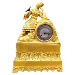 Chinese Lady with bird, ormulu Clock, 19th Century