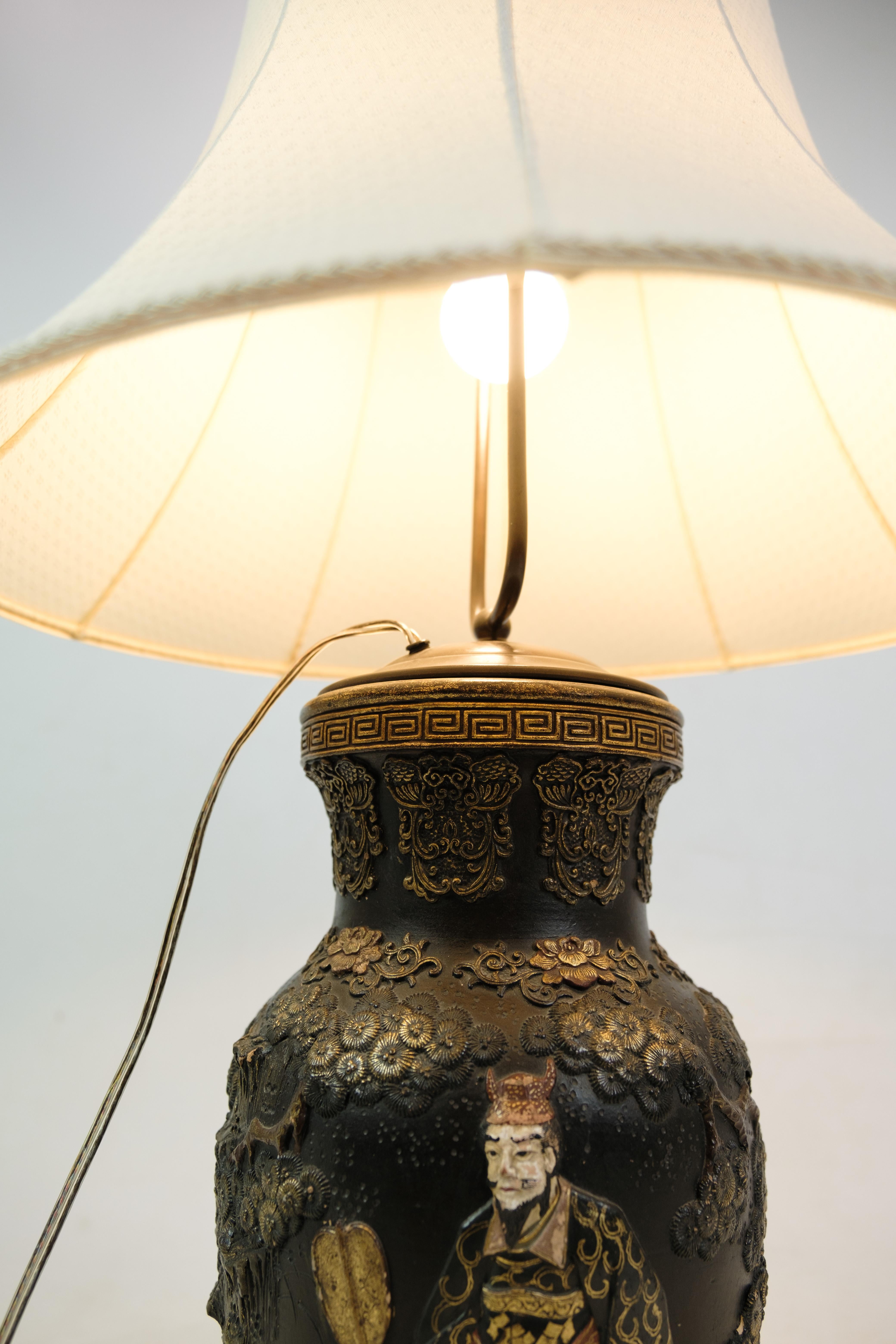Early 20th Century Chinese Lamp, Detailed Carvings & Motif, 1920s For Sale